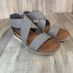 Women's Gray Slip-On Crisscross Comfort Sandals